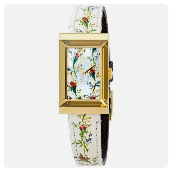 Gucci Women's G-Frame Mother of Pearl Floral Dial Watch - Picture 1 of 2